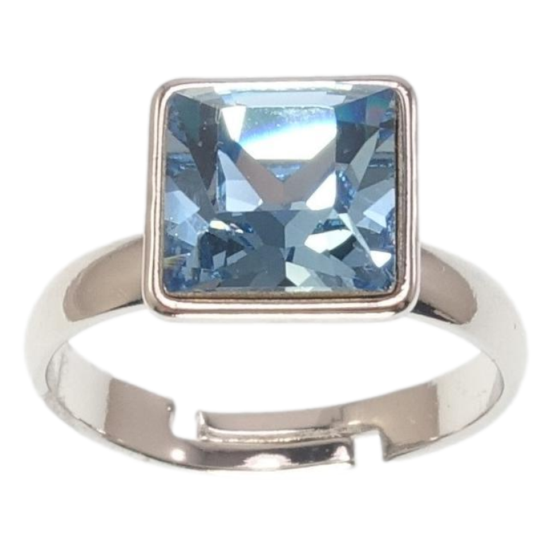 Каблучка Xuping колір Родій з кр-ми Swarovski Кристал Aquamarine 10х10мм фото №1