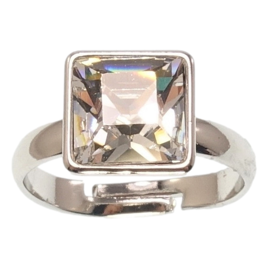 Каблучка Xuping колір Родій з кр-ми Swarovski Кристал Clear 10х10мм фото №1 Каблучка Xuping колір Родій з кр-ми Swarovski Кристал Clear 10х10мм фото №1