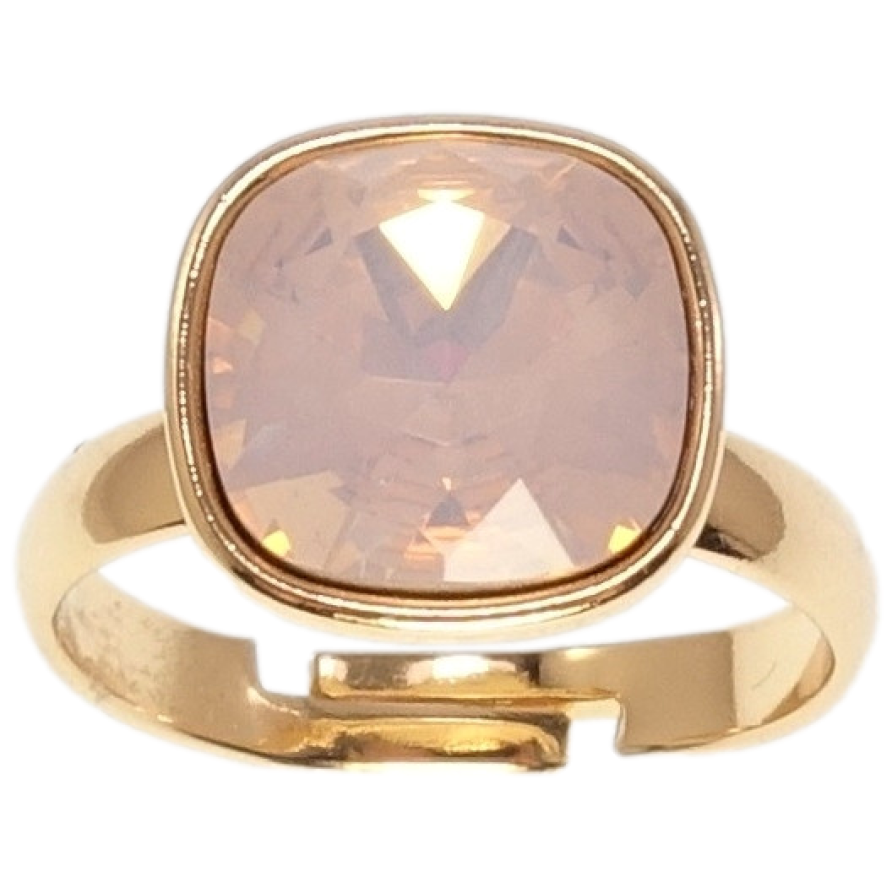 Каблучка Xuping колір 18K з кр-ми Swarovski Кристал Pink Opal 12х12мм фото №1 Каблучка Xuping колір 18K з кр-ми Swarovski Кристал Pink Opal 12х12мм фото №1