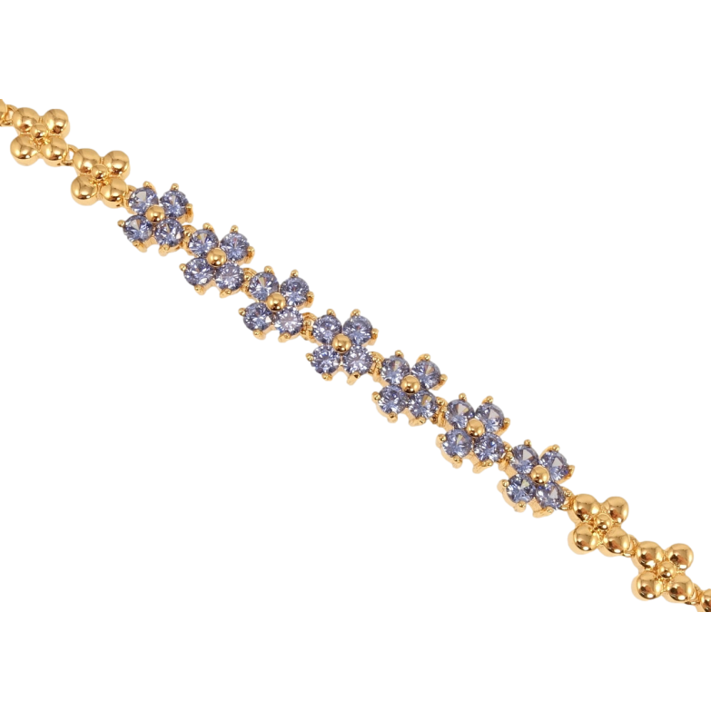 Браслет Xuping M&L Колір 18K Сині кристальні квіточки довжина з доп.замком 17.5,20см х 7мм фото №1