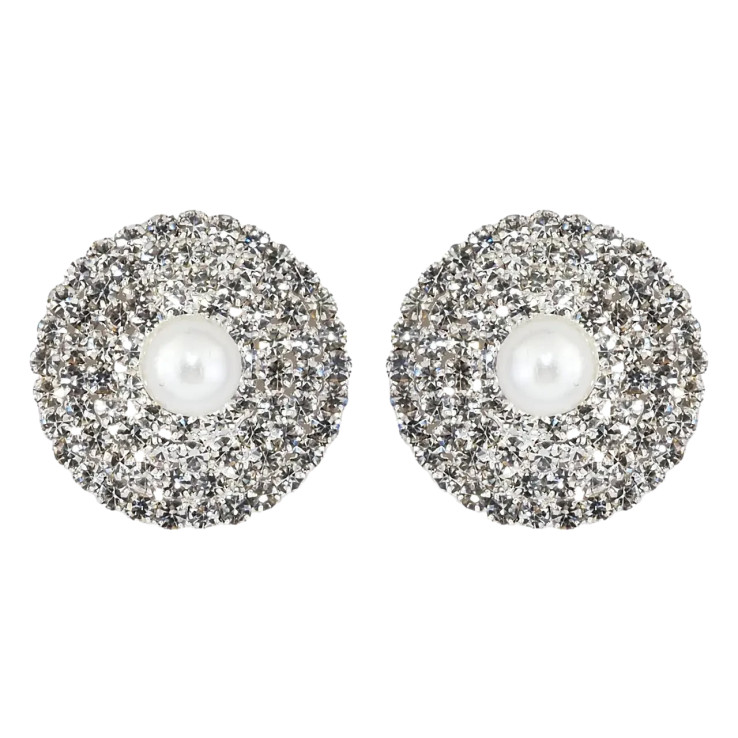 Серьги пусеты Круги с бусиной ø 22мм фото №16