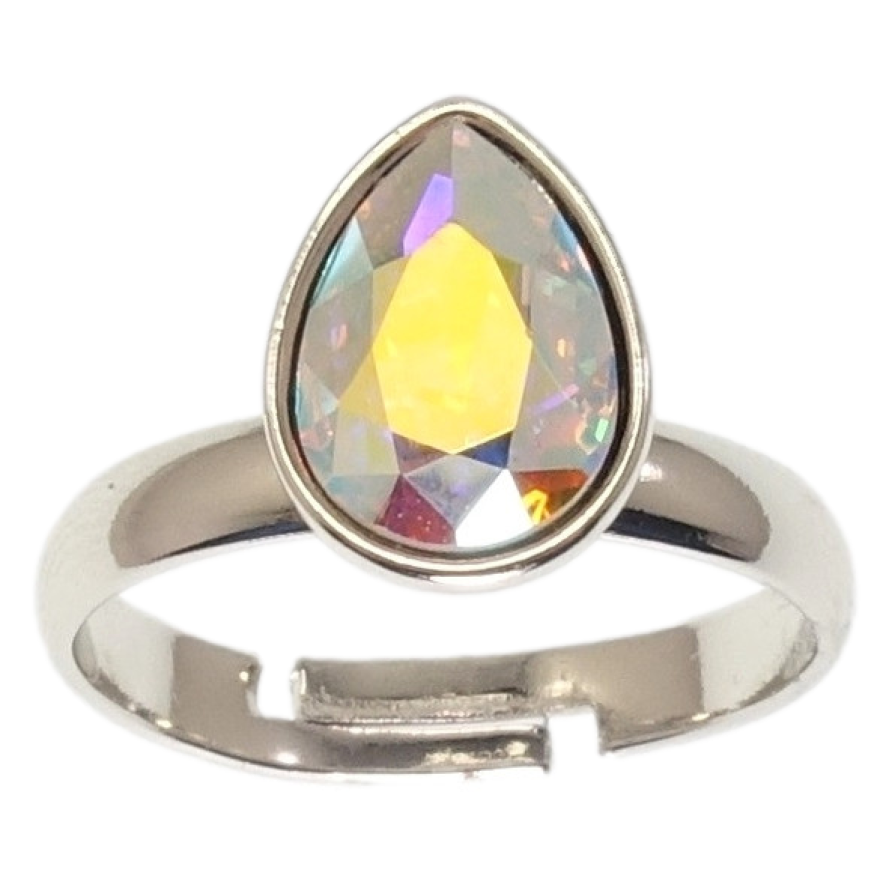 Каблучка Xuping колір Родій з кр-ми Swarovski Кристальна крапелька АВ фото №1