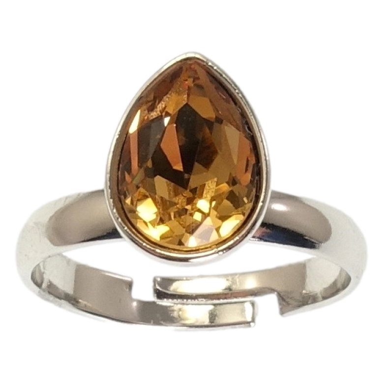 Кольцо Xuping цвет Родий с кр-ми Swarovski Кристальная капелька Topaz фото №1 Кольцо Xuping цвет Родий с кр-ми Swarovski Кристальная капелька Topaz фото №1