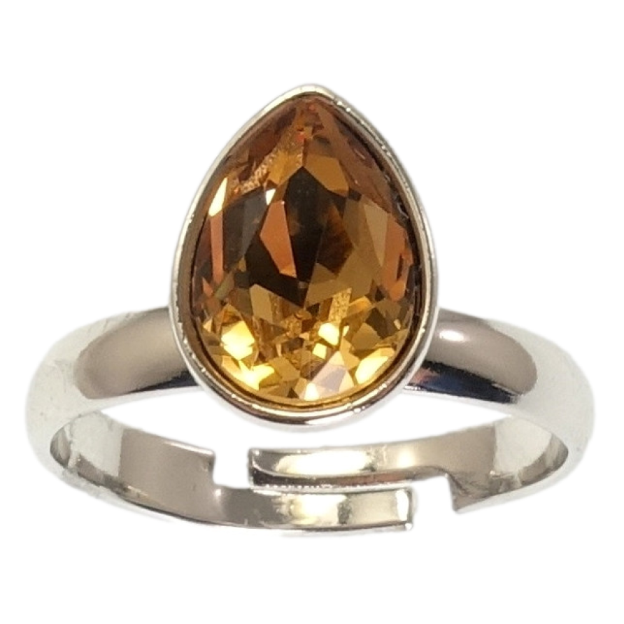 Кольцо Xuping цвет Родий с кр-ми Swarovski Кристальная капелька Topaz фото №1 Кольцо Xuping цвет Родий с кр-ми Swarovski Кристальная капелька Topaz фото №1