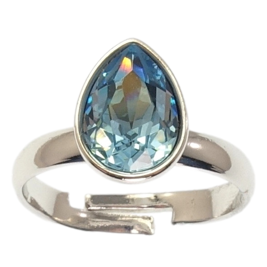 Кольцо Xuping цвет Родий с кр-ми Swarovski Кристальная капелька Aquamarine фото №1 Кольцо Xuping цвет Родий с кр-ми Swarovski Кристальная капелька Aquamarine фото №1