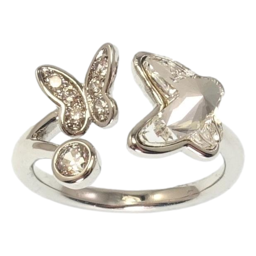 Каблучка Xuping колір Родій з кр-ми Swarovski Метелики з кристалом Clear фото №1