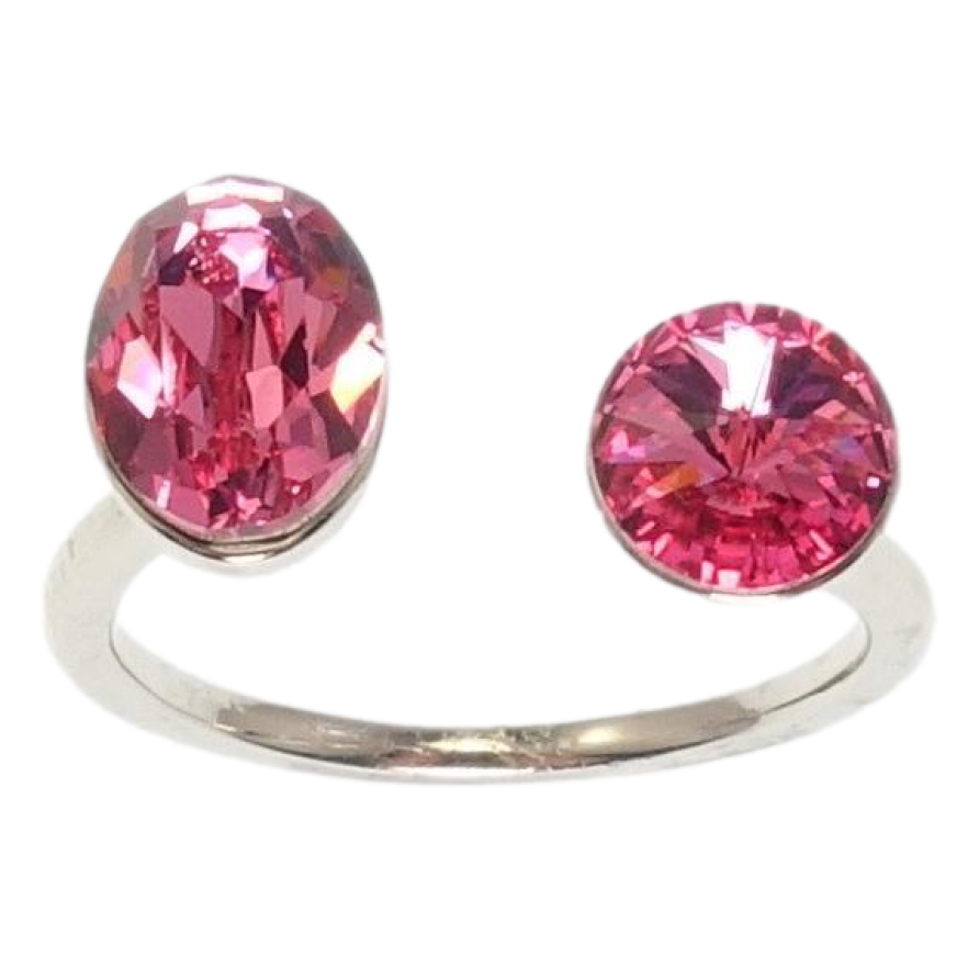 Каблучка Xuping колір Родій з кр-ми Swarovski Два кристали Rose фото №1 Каблучка Xuping колір Родій з кр-ми Swarovski Два кристали Rose фото №1