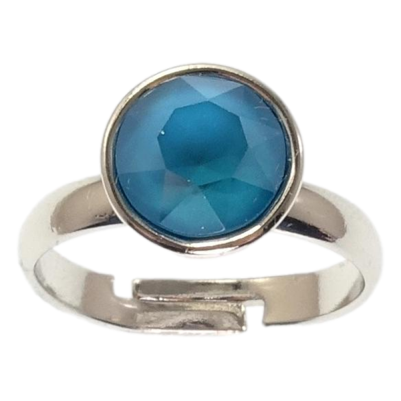 Каблучка Xuping колір Родій з кр-ми Swarovski Кристал Caribbean Blue Opal ø 10мм фото №1