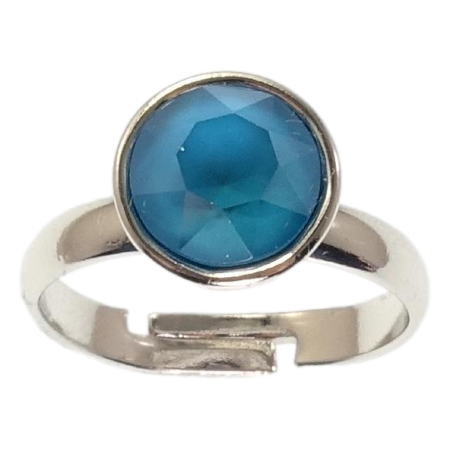 Кольцо Xuping цвет Родий с кр-ми Swarovski Кристалл Caribbean Blue Opal ø 10мм фото №1