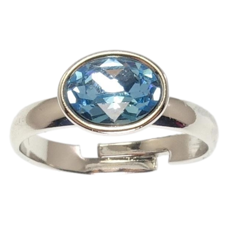 Кольцо Xuping цвет Родий с кр-ми Swarovski Кристалл Aquamarine фото №1