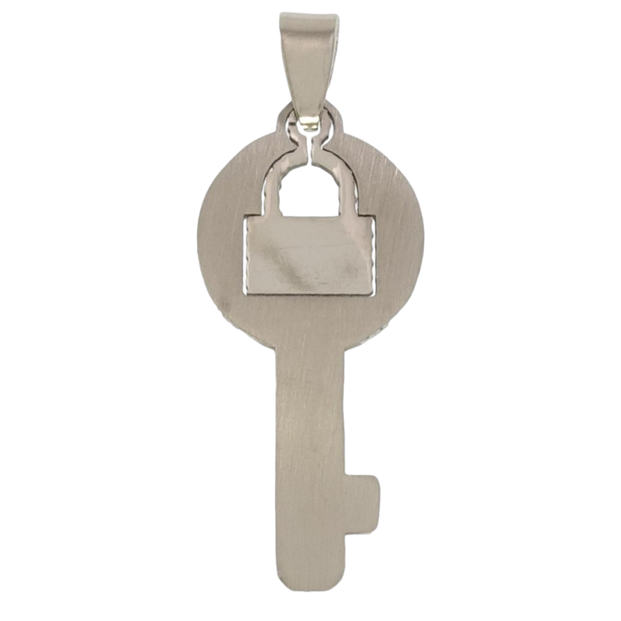Кулон Нержавейка Ключ с вставкой замок фото №1