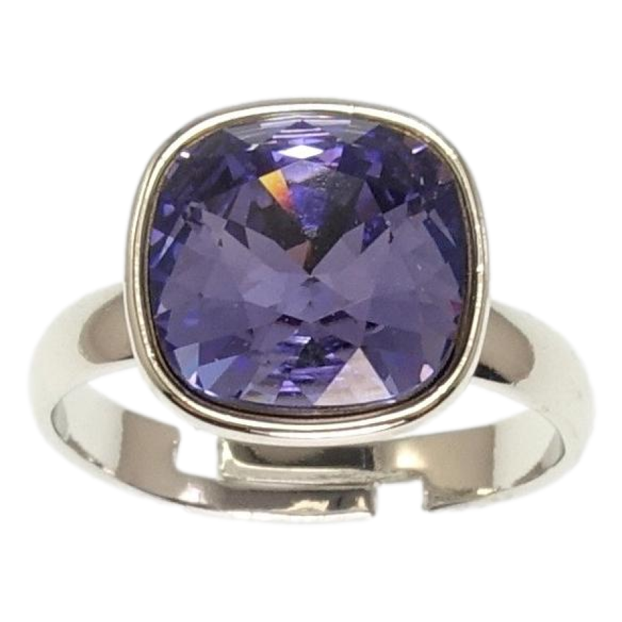 Кольцо Xuping цвет Родий с кр-ми Swarovski Кристалл Tanzanite 12х12мм фото №1