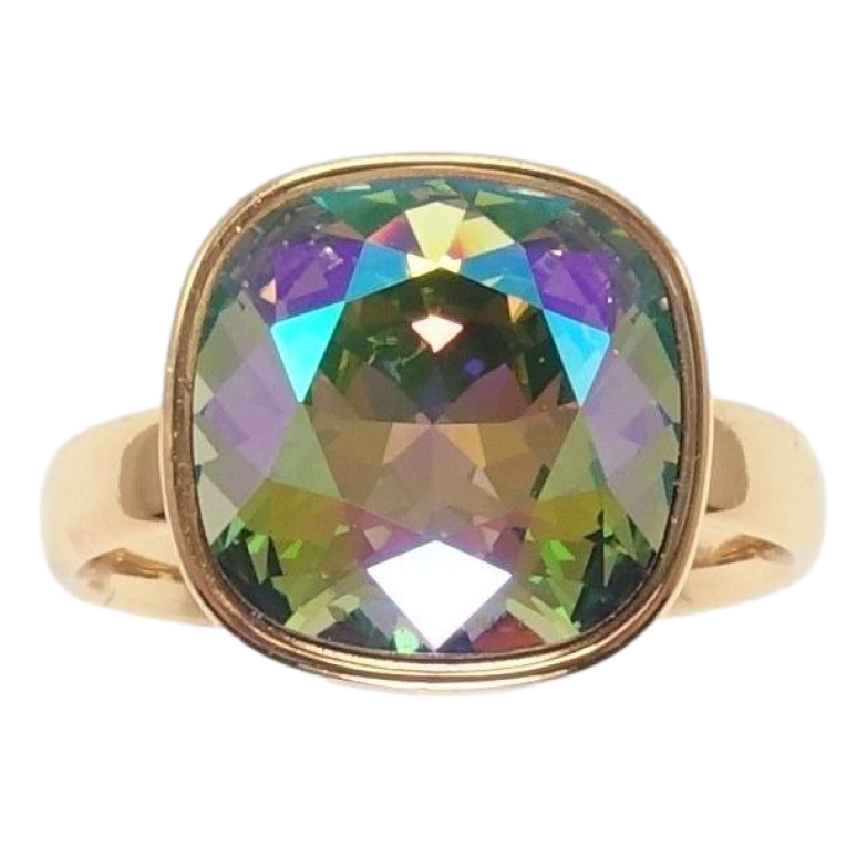 Каблучка Xuping колір 18K з кр-ми Swarovski Кристал Erinite Shimmer 14х14мм фото №1