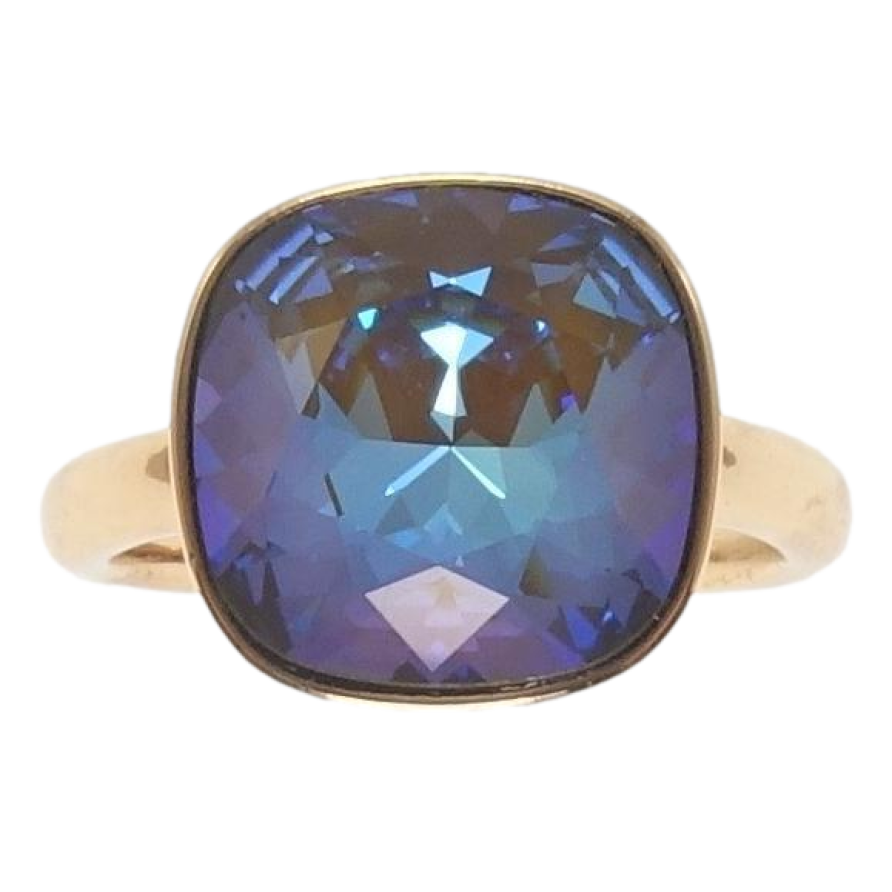 Кольцо Xuping цвет 18K с кр-ми Swarovski Кристалл Army Green Delite 13х13мм фото №1