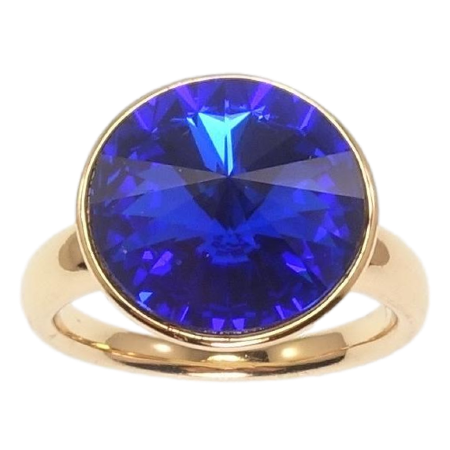 Каблучка Xuping колір 18K з кр-ми Swarovski Кристал Bermuda Blue ø 15мм фото №1