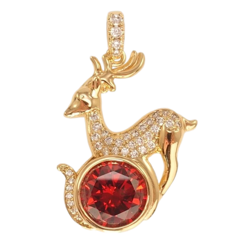Кулон Xuping Позолота 18K Олень на красном кристалле фото №1