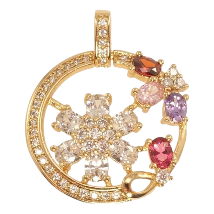 Кулон Xuping Позолота 18K Квітковий орнамент із кольоровим цирконієм фото №4 Кулон Xuping Позолота 18K Квітковий орнамент із кольоровим цирконієм фото №4