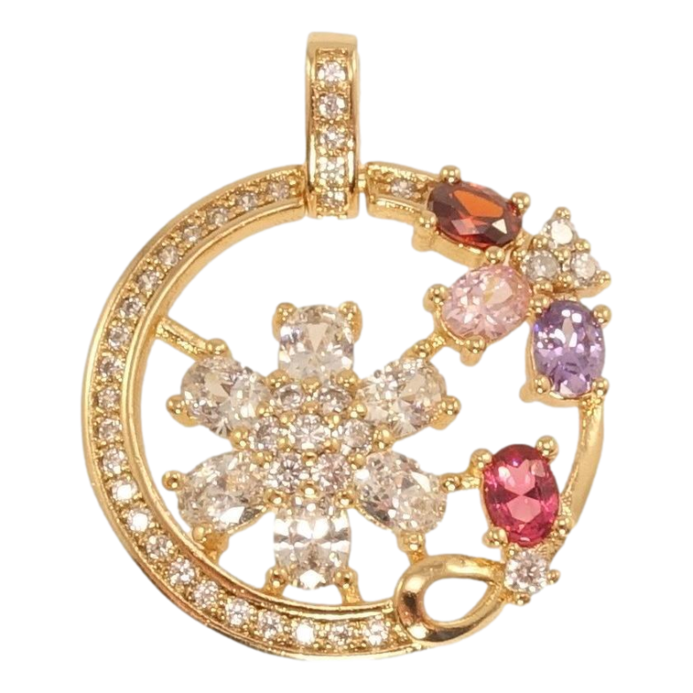 Кулон Xuping Позолота 18K Квітковий орнамент із кольоровим цирконієм фото №1