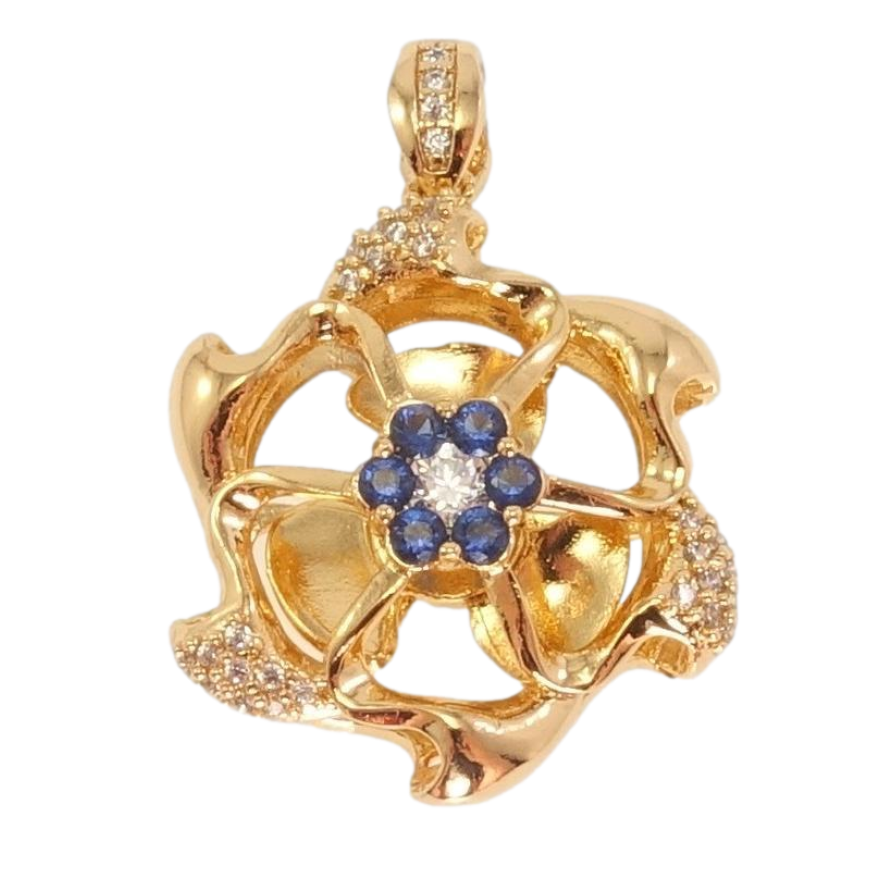 Кулон Xuping Позолота 18K Пропелер з цирконієм та синіми фіанітами фото №1
