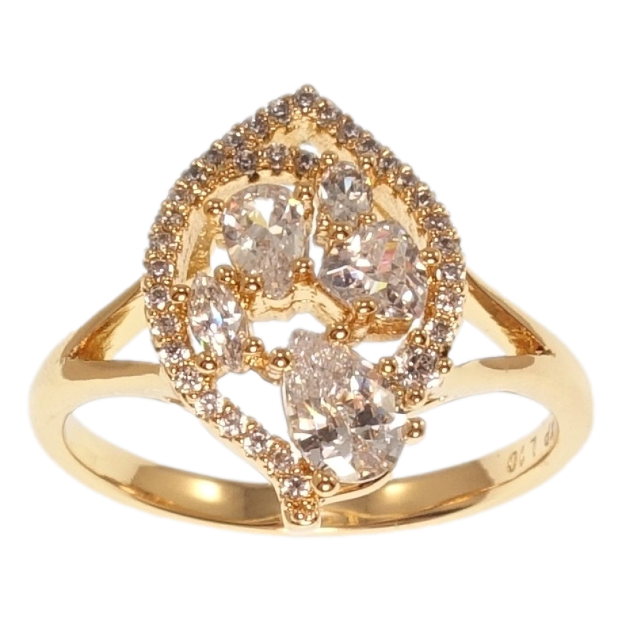 Каблучка Xuping Позолота 18K Пелюстка з розсипом цирконію фото №1 Каблучка Xuping Позолота 18K Пелюстка з розсипом цирконію фото №1