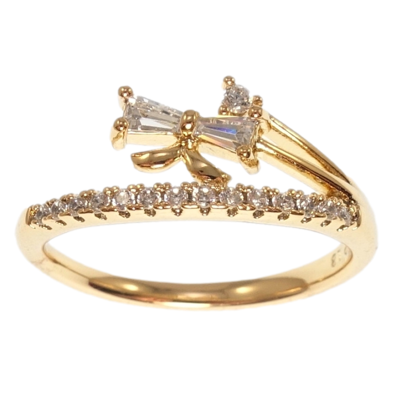 Каблучка Xuping Позолота 18K Доріжка цирконію з кристальним бантом фото №1 Каблучка Xuping Позолота 18K Доріжка цирконію з кристальним бантом фото №1