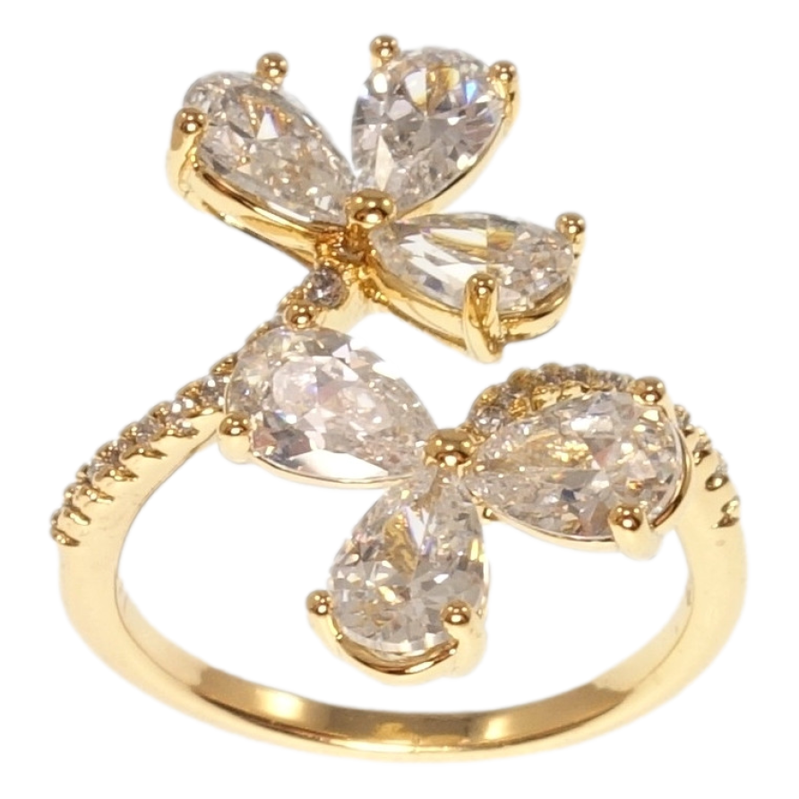 Каблучка Xuping Позолота 18K Кристальні квіточки фото №1