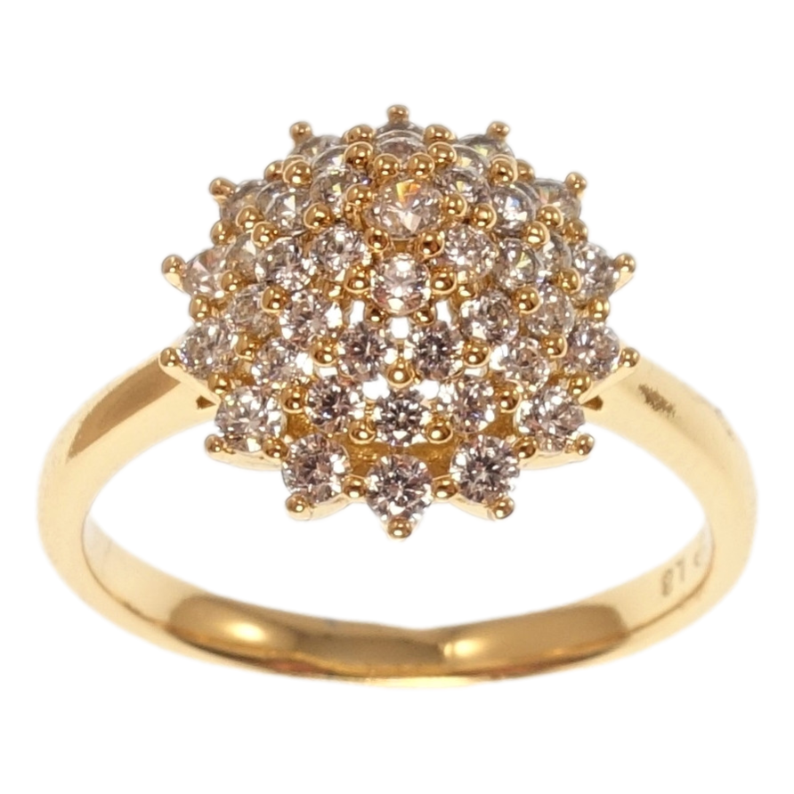 Каблучка Xuping Позолота 18K Купол з розсипом цирконію фото №1 Каблучка Xuping Позолота 18K Купол з розсипом цирконію фото №1