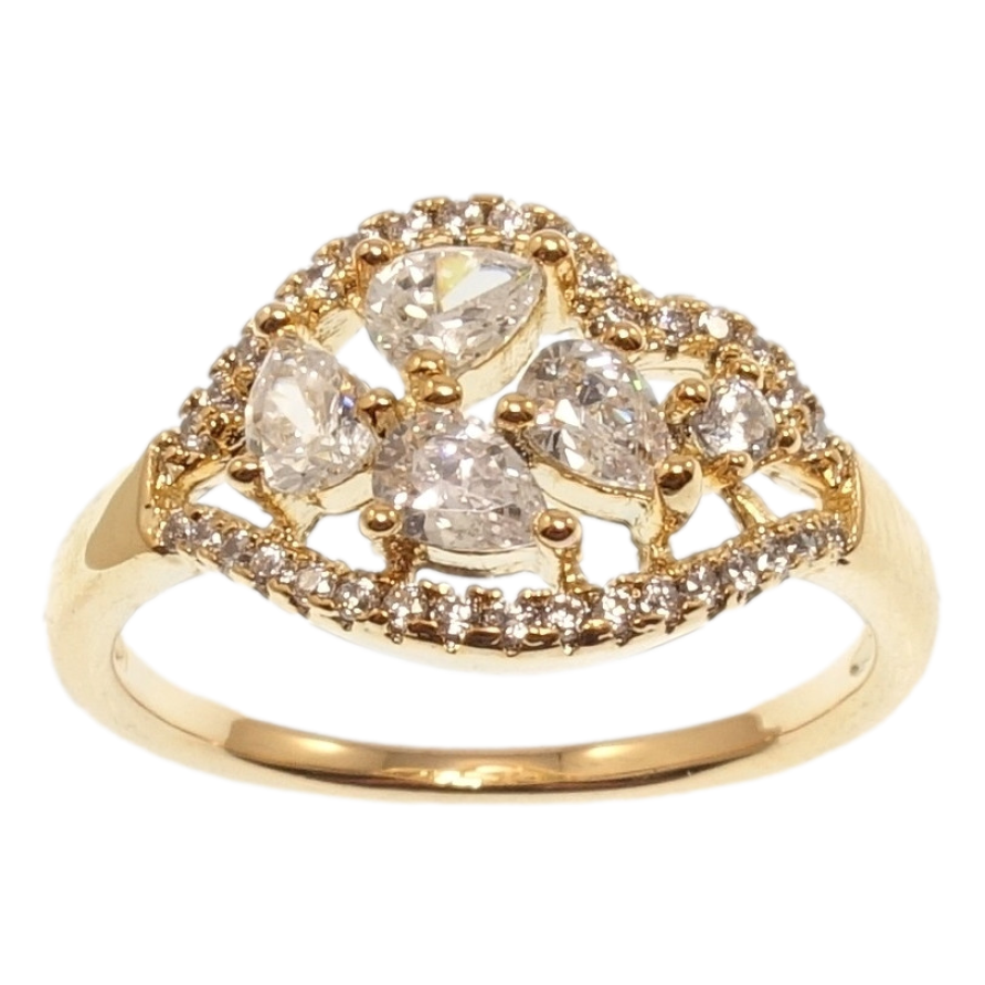 Кольцо Xuping Позолота 18K Кристальные капли с волнами циркония фото №1 Кольцо Xuping Позолота 18K Кристальные капли с волнами циркония фото №1