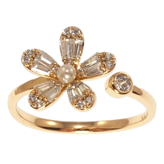 Кольцо Xuping Позолота 18K Кристальный цветок с жемчужиной р 18-19 фото №1