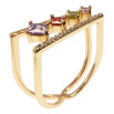 Каблучка Xuping Позолота 18K Модерн з різнокольоровими кристалами та доріжкою цирконію фото №2 Каблучка Xuping Позолота 18K Модерн з різнокольоровими кристалами та доріжкою цирконію фото №2