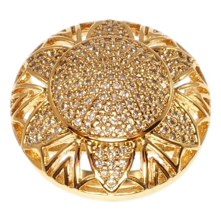Каблучка Xuping Позолота 18K Круглий купол з візерунком квітка інкрустація цирконієм фото №24 Каблучка Xuping Позолота 18K Круглий купол з візерунком квітка інкрустація цирконієм фото №24