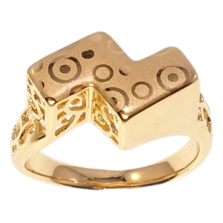 Каблучка Xuping Позолота 18K Високий Зигзаг Ажурні Грані візерунок напиленням фото №1