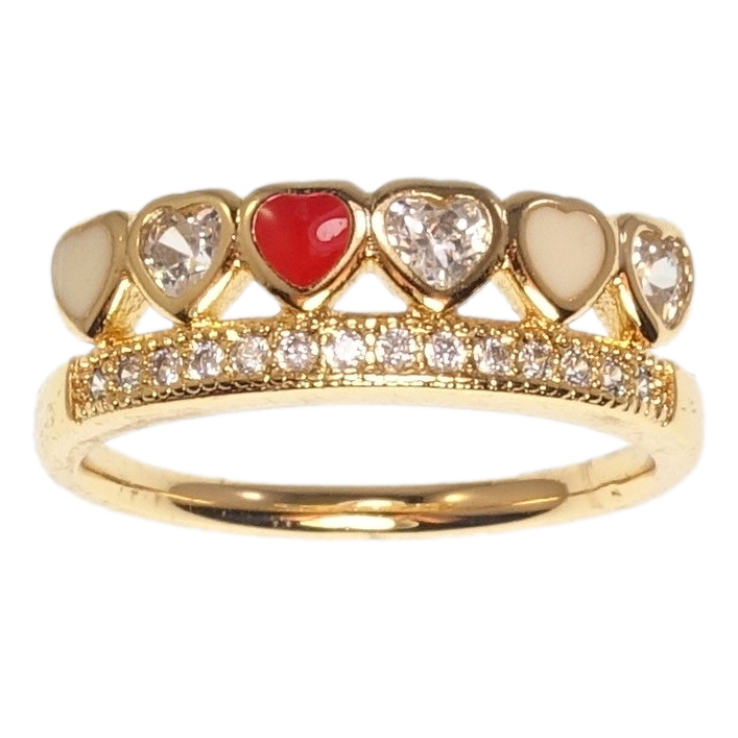 Каблучка Xuping Позолота 18K Тіара доріжка цирконій та ряд сердечок фото №23 Каблучка Xuping Позолота 18K Тіара доріжка цирконій та ряд сердечок фото №23