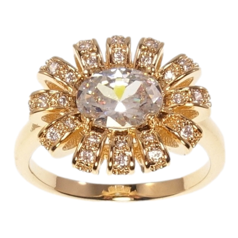 Кольцо Xuping Позолота 18K Цветок с инкрустацией цирконием фото №1