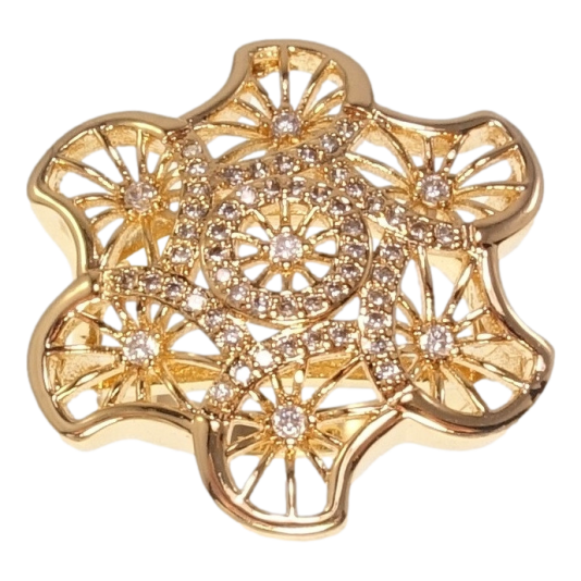Кольцо Xuping Позолота 18K Крупный ажурный цветок с цирконием фото №1