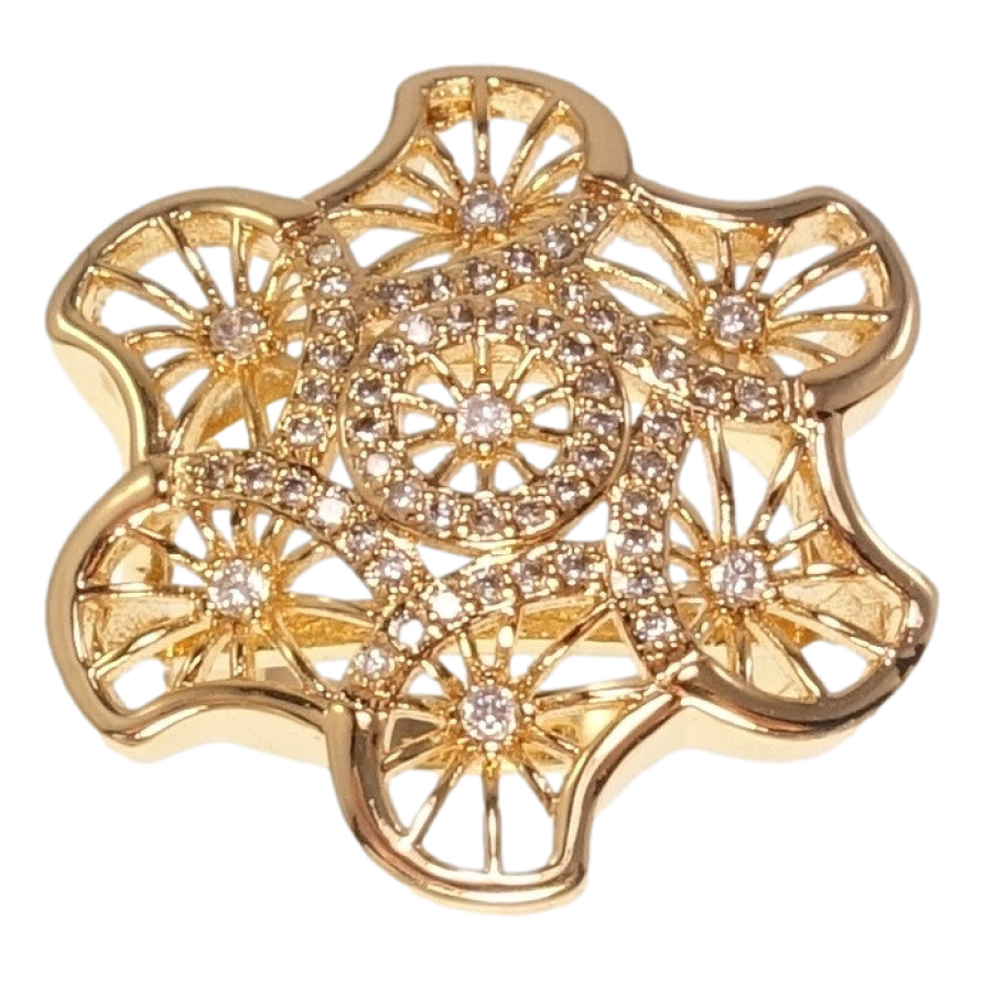 Каблучка Xuping Позолота 18K «Велика ажурна квітка з цирконієм» фото №1 Каблучка Xuping Позолота 18K «Велика ажурна квітка з цирконієм» фото №1