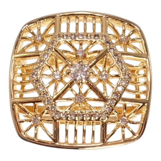 Кольцо Xuping Позолота 18K Квадратный Ажурный Купол фото №1