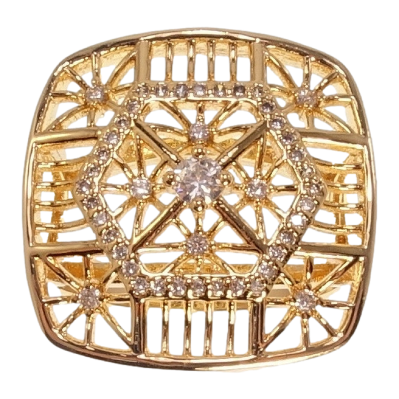 Каблучка Xuping Позолота 18K Квадратний Ажурний Купол нар. 17 фото №1 Каблучка Xuping Позолота 18K Квадратний Ажурний Купол нар. 17 фото №1