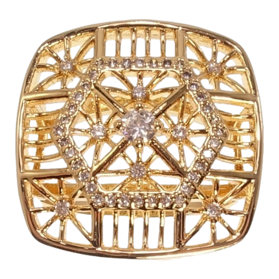 Каблучка Xuping Позолота 18K Квадратний Ажурний Купол нар. 17 фото №1 Каблучка Xuping Позолота 18K Квадратний Ажурний Купол нар. 17 фото №1