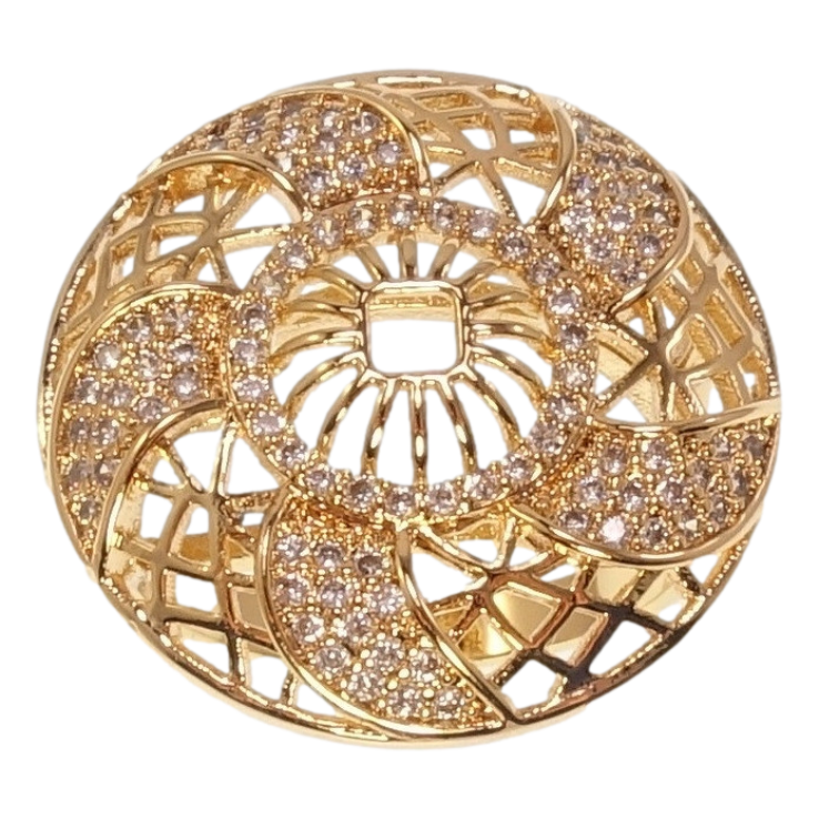 Каблучка Xuping Позолота 18K «Великий купол з різьбленим візерунком і цирконієм» фото №6 Каблучка Xuping Позолота 18K «Великий купол з різьбленим візерунком і цирконієм» фото №6