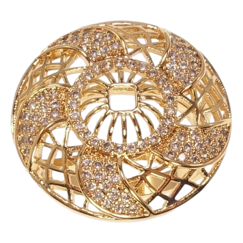 Каблучка Xuping Позолота 18K «Великий купол з різьбленим візерунком і цирконієм» фото №1 Каблучка Xuping Позолота 18K «Великий купол з різьбленим візерунком і цирконієм» фото №1