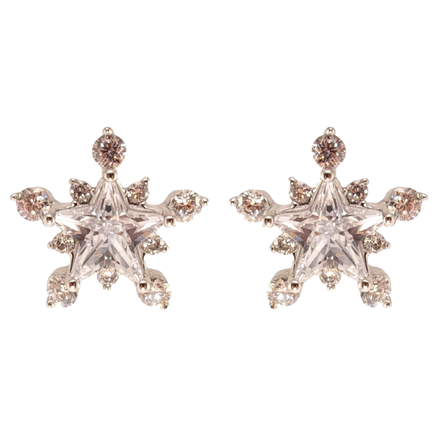 Серьги Xuping Родий пусеты Кристальные снежинки фото №1