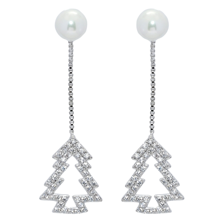 Сережки Xuping Родій пусети Перлини з підвісками ялинки фото №1