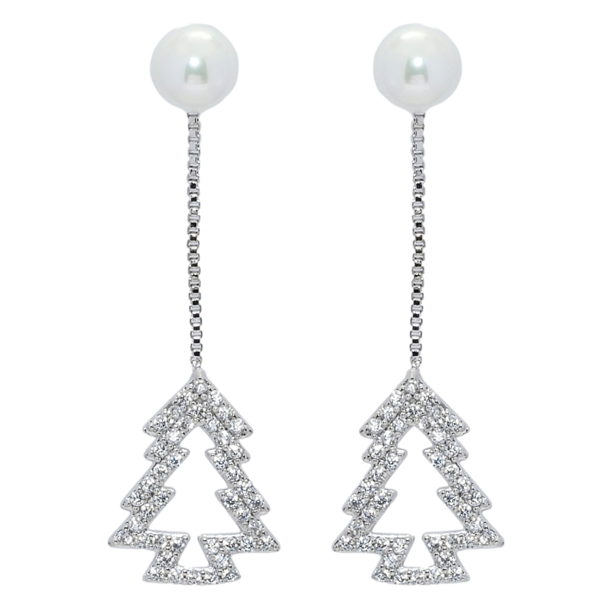 Сережки Xuping Родій пусети Перлини з підвісками ялинки фото №1