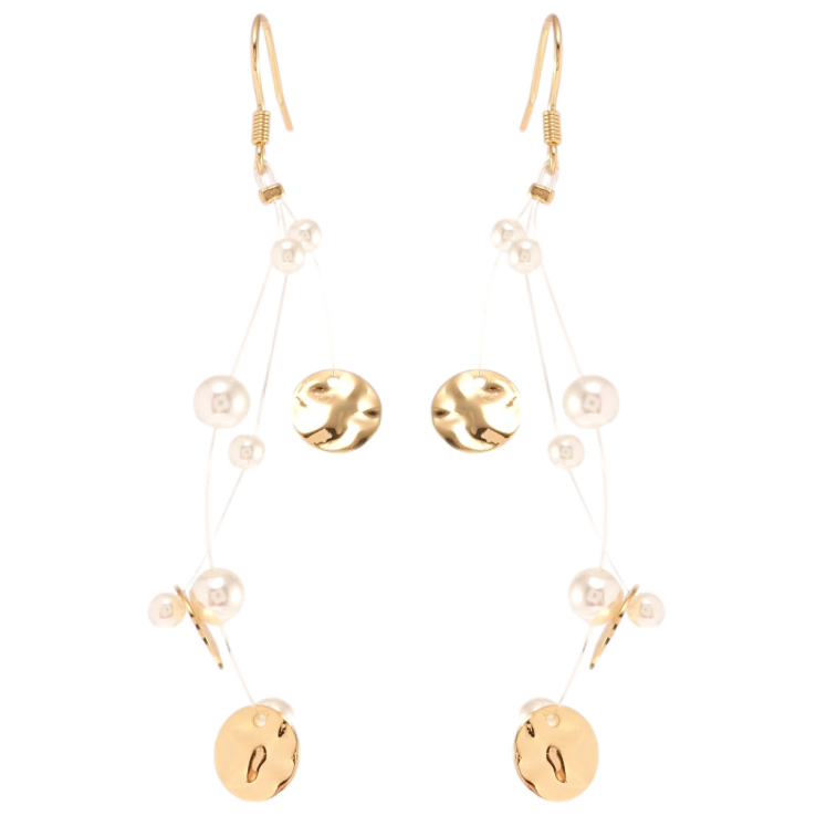 Сережки Xuping QQMM Позолота 18K французький замок Перлини з колами на волосіні фото №10 Сережки Xuping QQMM Позолота 18K французький замок Перлини з колами на волосіні фото №10