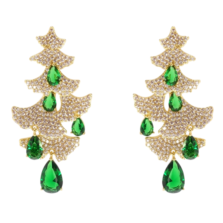 Сережки Xuping QQMM Позолота 14K пусети «Ялинки інкрустація цирконієм із зеленими фіанітами» фото №17 Сережки Xuping QQMM Позолота 14K пусети «Ялинки інкрустація цирконієм із зеленими фіанітами» фото №17