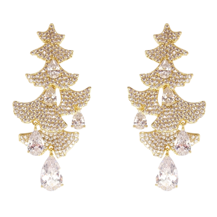 Сережки Xuping QQMM Позолота 14K пусети Ялинки Інкрустація цирконієм з фіанітами фото №12 Сережки Xuping QQMM Позолота 14K пусети Ялинки Інкрустація цирконієм з фіанітами фото №12