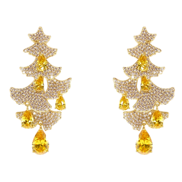 Сережки Xuping QQMM Позолота 14K пусети «Ялинки інкрустація цирконієм з жовтими фіанітами» фото №15 Сережки Xuping QQMM Позолота 14K пусети «Ялинки інкрустація цирконієм з жовтими фіанітами» фото №15