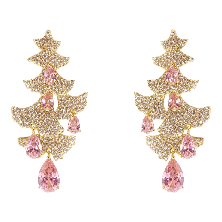 Сережки Xuping QQMM Позолота 14K пусети «Ялинки інкрустація цирконієм з рожевими фіанітами» фото №14 Сережки Xuping QQMM Позолота 14K пусети «Ялинки інкрустація цирконієм з рожевими фіанітами» фото №14