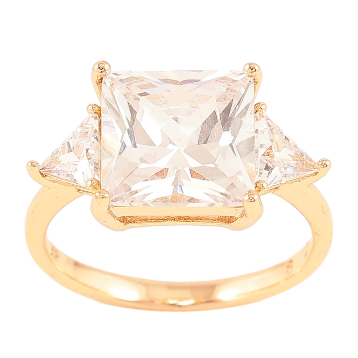 Кольцо Xuping Позолота 18K Три фианита фото №17